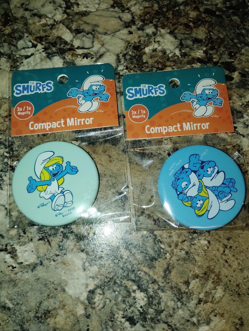 The Smurfs Compact Mirrors Set - Light Blue & Blue New